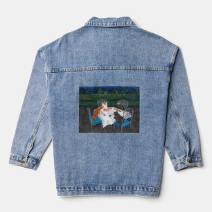 Cats Plays Mahjong Denim Jacket