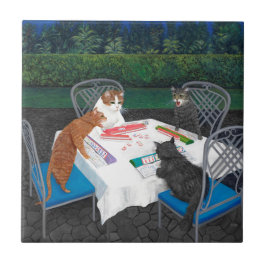 Cats Plays Mahjong Tegeltje