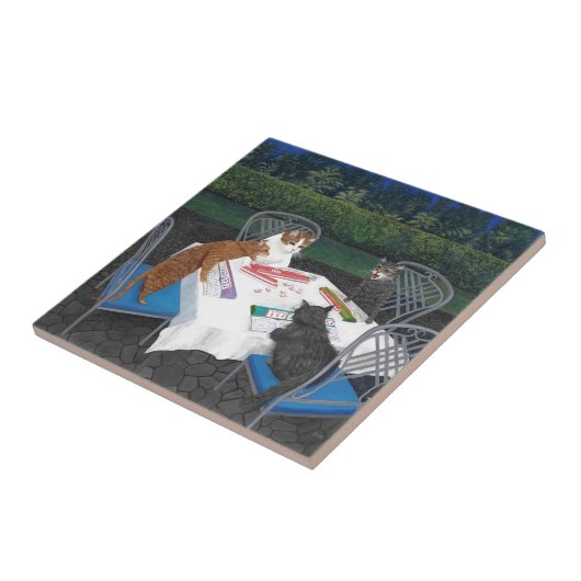 Cats Plays Mahjong Tegeltje (Zijkant)