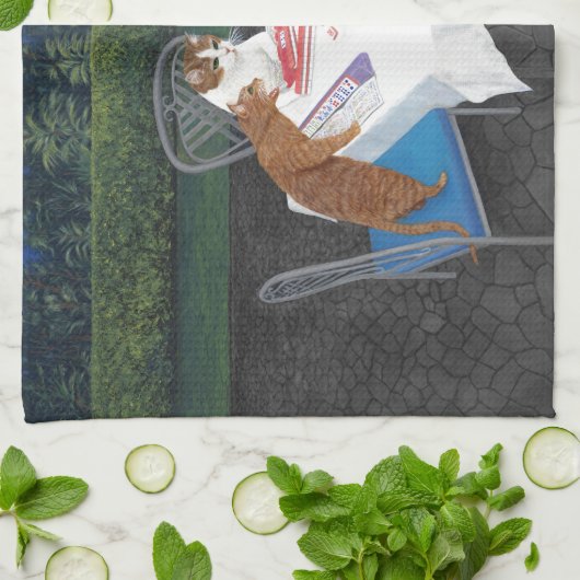 Cats Plays Mahjong Theedoek (Gevouwen)