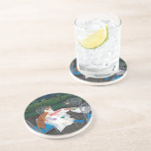 Cats Plays Mahjong Zandsteen Onderzetter (Zijkant)