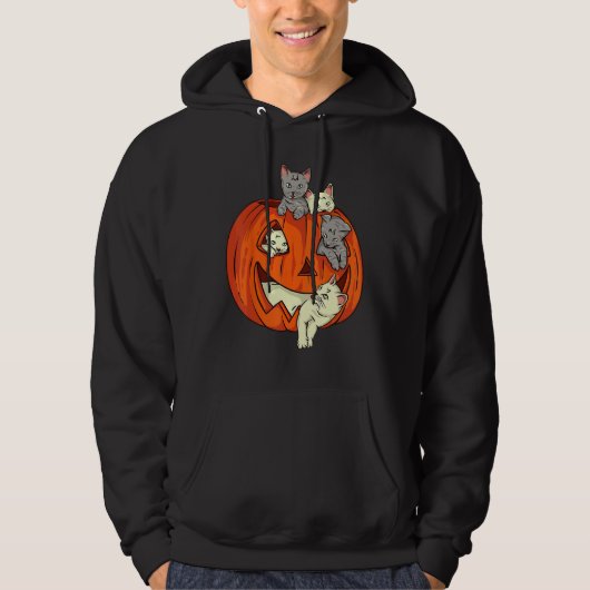 Cats Pumpkin Carved Jack O Lantern Cat Halloween C Hoodie (Voorkant)