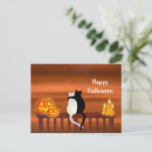 Cats Pumpkins Candles Halloween Briefkaart (Staand voorkant)