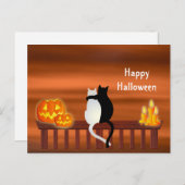 Cats Pumpkins Candles Halloween Briefkaart (Voorkant / Achterkant)