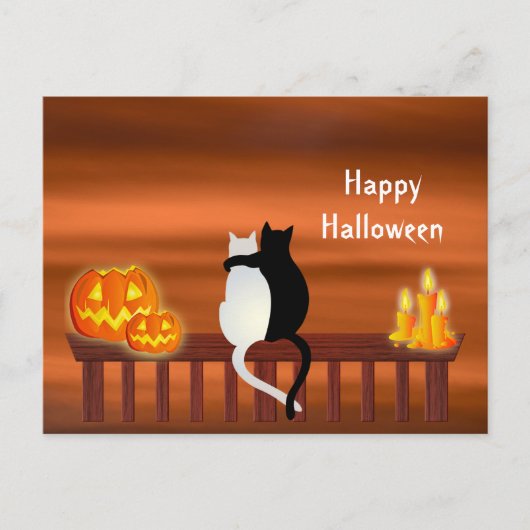 Cats Pumpkins Candles Halloween Briefkaart (Voorkant)