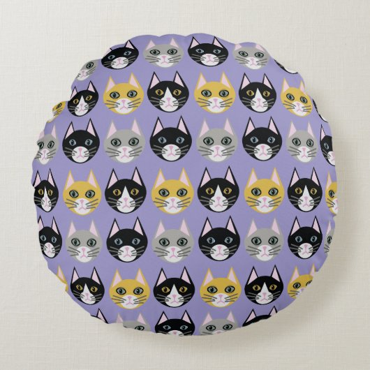 Cats purple rond kussen (Voorkant)