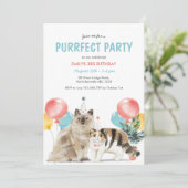 Cats Puurfect Birthday Invitation Kaart (Staand voorkant)