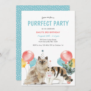 Cats Puurfect Birthday Invitation Kaart
