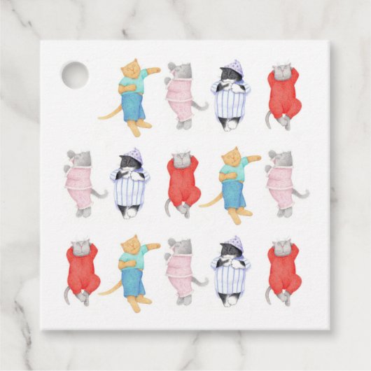CATS PYJAMAS Square Cadeau Labels (Voorkant)