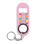 Cats & Rainbow Hearts Pink Bottle Opener Keychain Mini Flessenopener (Voorkant)