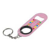 Cats & Rainbow Hearts Pink Bottle Opener Keychain Mini Flessenopener (Voorkant Gekanteld)