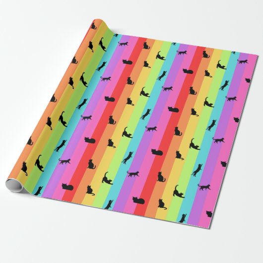 Cats Rainbow Wrapping Papier - rol (Uitgerold)