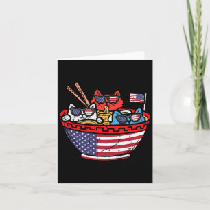 Cats Ramen Anime Amerikaanse vlag USA Grappig 4th  Kaart
