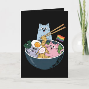 Cats Ramen Rainbow LGBTQ Gay Lesbian Pride Ally Kaart
