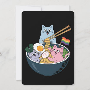 Cats Ramen Rainbow LGBTQ Gay Lesbian Pride Ally Kaart