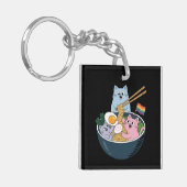 Cats Ramen Rainbow LGBTQ Gay Lesbian Pride Ally Sleutelhanger (Voorkant Links)