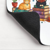 Cats Reading Books Cozy Library Scene Muismat (Hoek)