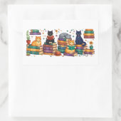 Cats Reading Books Cozy Library Scene Rechthoekige Sticker (Tas)