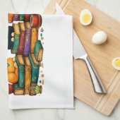 Cats Reading Books Cozy Library Scene Theedoek (Quarter Fold)