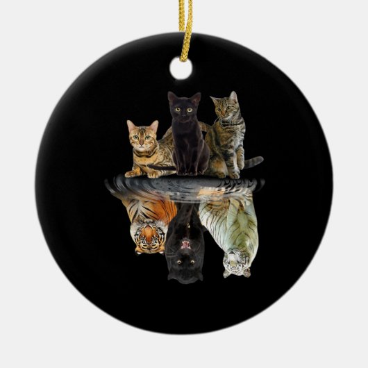 Cats Reflection Friend Cat Lovers Cute Tiger Keramisch Ornament (Voorkant)