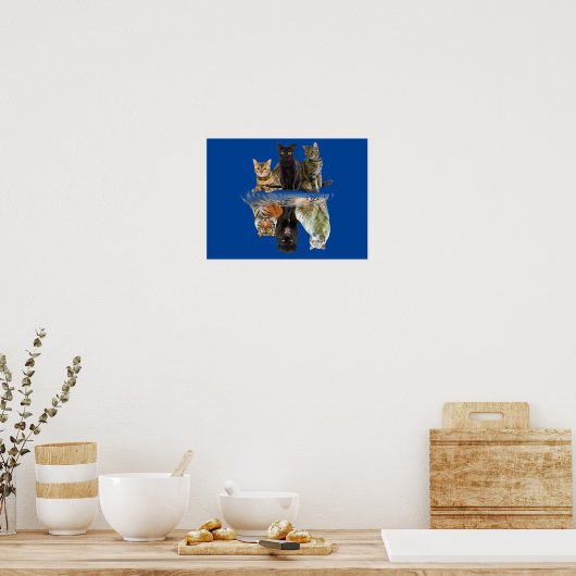 Cats Reflection Friend Cat Lovers Cute Tiger Poster (Keuken)