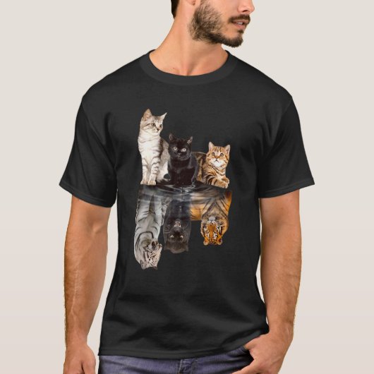 Cats Reflection Mirror Cheetah Tiger Puma Cat T-shirt (Voorkant)