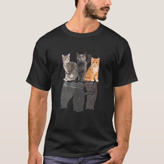 Cats Reflection Mirror Puma Cheetah Tiger Funny Ca T-shirt (Voorkant)