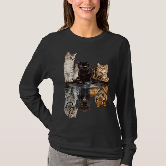 Cats Reflection Mirror Tiger Mom Mother Day Love T-shirt (Voorkant)