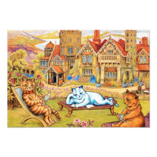 Cats relaxing in the Grounds at Napsbury by Wain Foto Afdruk