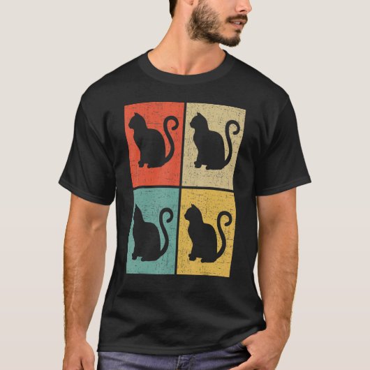 Cats Retro Vintage 70s 80s Style T-shirt (Voorkant)