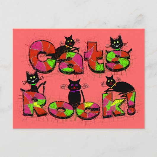 Cats Rock-Cat-liefhebbers cadeautjes Briefkaart (Voorkant)
