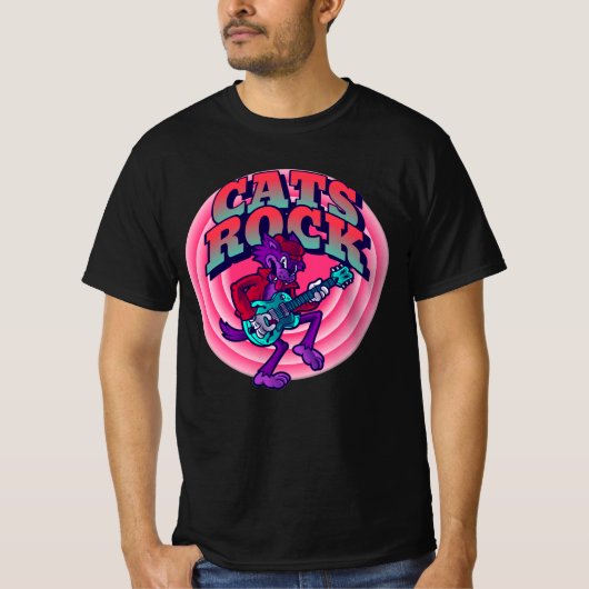 CATS ROCK CAT MET GITAAR T-SHIRTS (Voorkant)