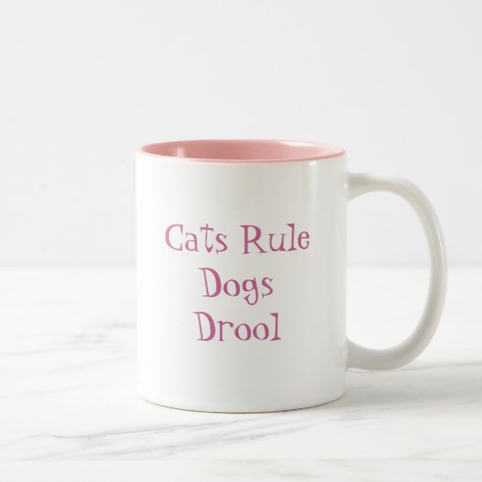 "Cats Rule Dogs Drool" Tweekleurige Koffiemok (Rechts)