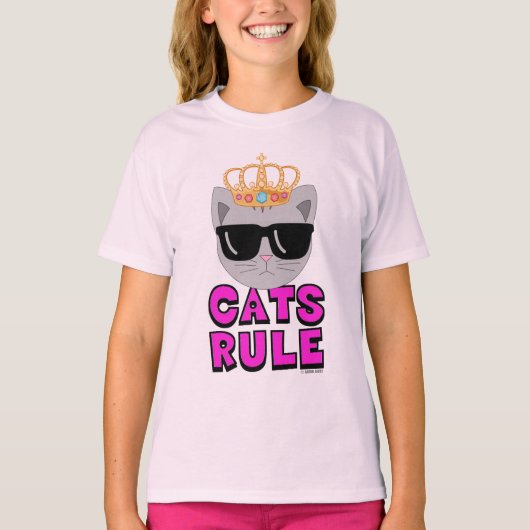 CATS RULE Royal Cat met zonnebril T-shirt (Voorkant)