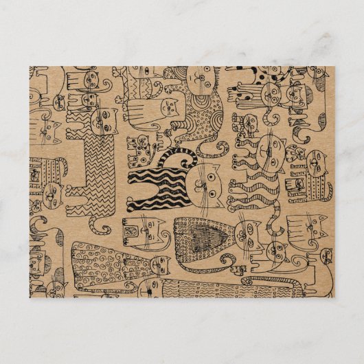 Cats Rustic Kraft Script Bewaar de datum Aankondigingskaart (Achterkant)