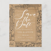 Cats Rustic Kraft Script Bewaar de datum Briefkaart (Voorkant)