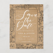 Cats Rustic Kraft Script Save the Date Briefkaart (Voorkant)