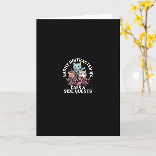 Cats Side Quest Distracted Tabletop Funny Men Wome Kaart (Gele Bloem)