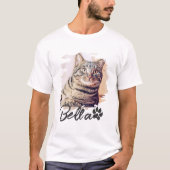 Cat's Simple Modern Cool Typography Naam en foto T-shirt (Voorkant)