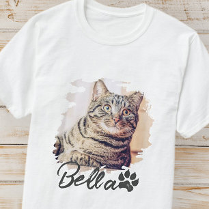 Cat's Simple Modern Cool Typography Naam en foto T-shirt