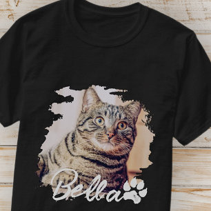 Cat's Simple Modern Cool Typography Naam en foto T-shirt