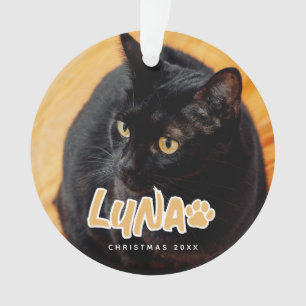 Cat's Simple Modern Speelse Typografie Naam Foto Ornament