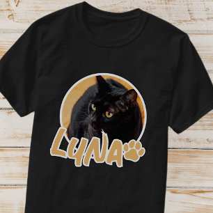Cat's Simple Modern Speelse Typografie Naam Foto T-shirt