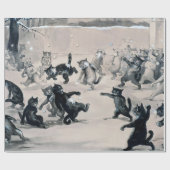 Cats Snowball Fight, Louis Wain Cadeaupapier (Vlak)