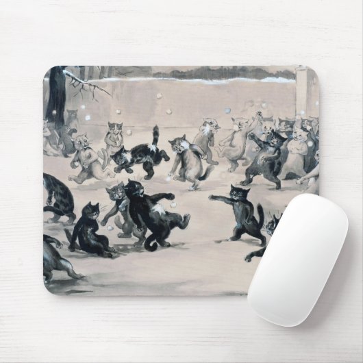 Cats Snowball Fight, Louis Wain Muismat (Met muis)