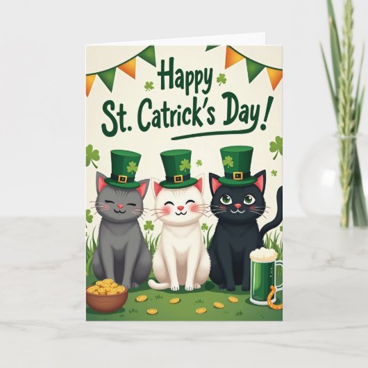Cats St Catricks Day Fun Card Kaart (Voorkant)