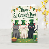 Cats St Catricks Day Fun Card Kaart (Gele Bloem)