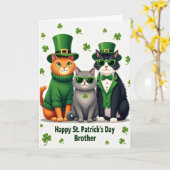 Cats St Patricks Day Brother Card Kaart (Gele Bloem)