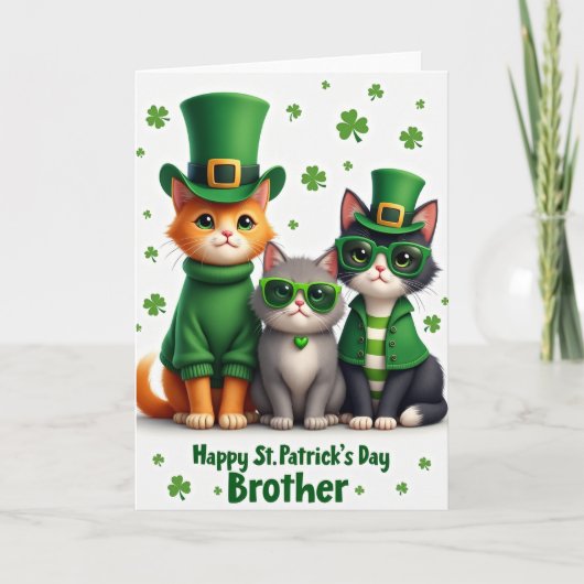 Cats St Patricks Day Faux Gold Card Kaart (Voorkant)