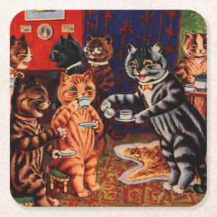 Cats Tea Party beroemd gemaakt door Louis Wain Ond Kartonnen Onderzetters